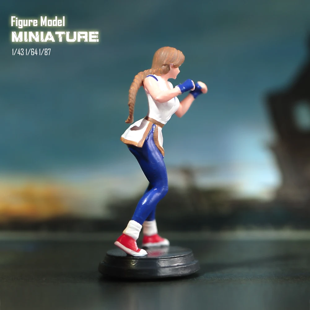 1/87 1/64 1/43 Anime Characters Fighting Girl Yuri Scene Figure Model Miniature Dolls Toy For Collection