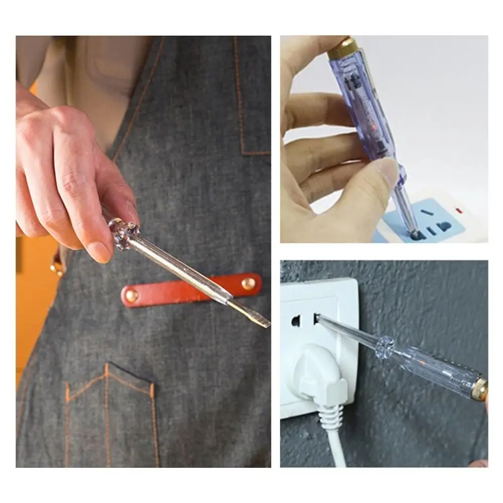 New AC/DC 100-500V Test Screwdriver Clear Handheld Light Circuit Tester Electric Pen