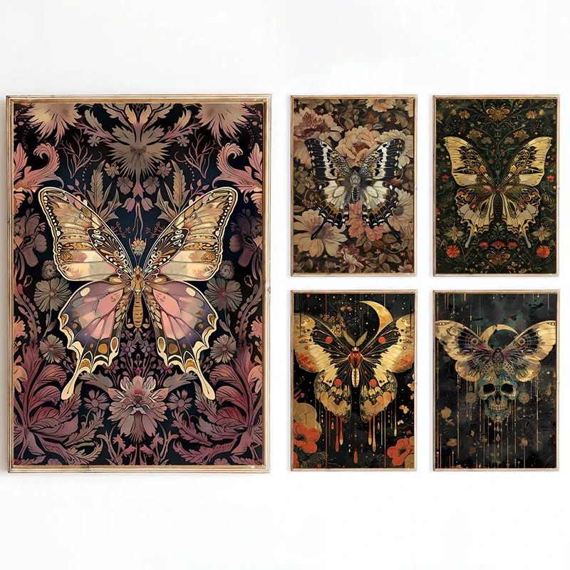 Butterfly Romantic Floral Boho Posters and Prints Canvas Pri