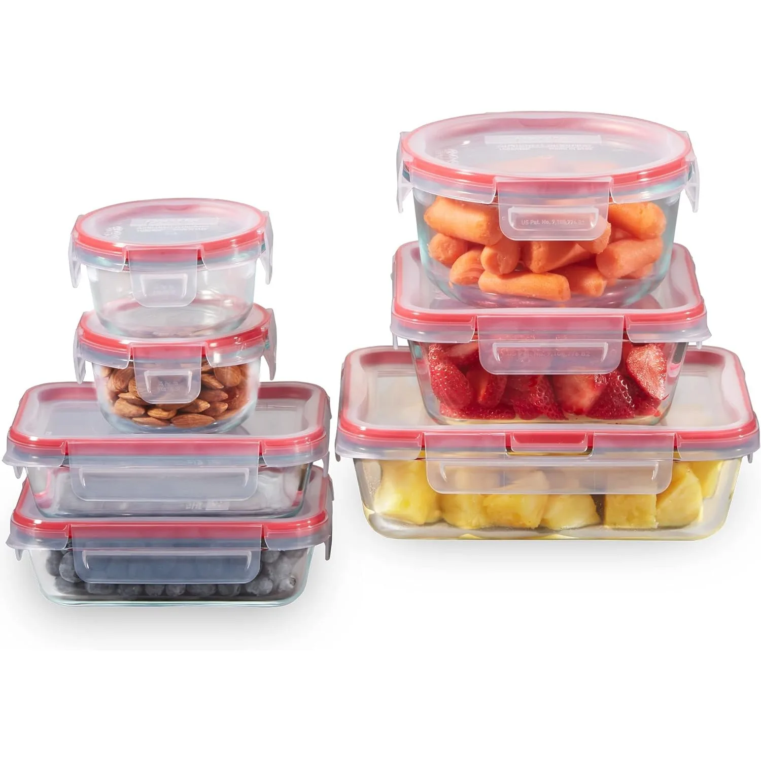 

Pyrex Freshlock 14-Piece Mixed Size Glass Food Storage Meal Prep Container Set, Airtight & Leakproof With Locking Lids Safe