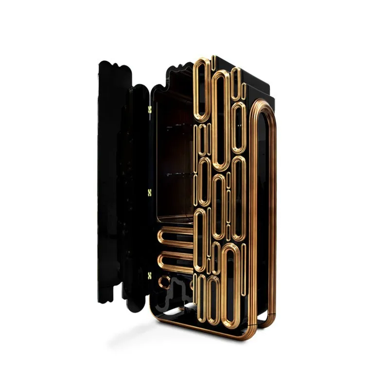 Italian light luxury solid wood wine cabinet, luxury living room home high-end multi-layer storage special-shaped