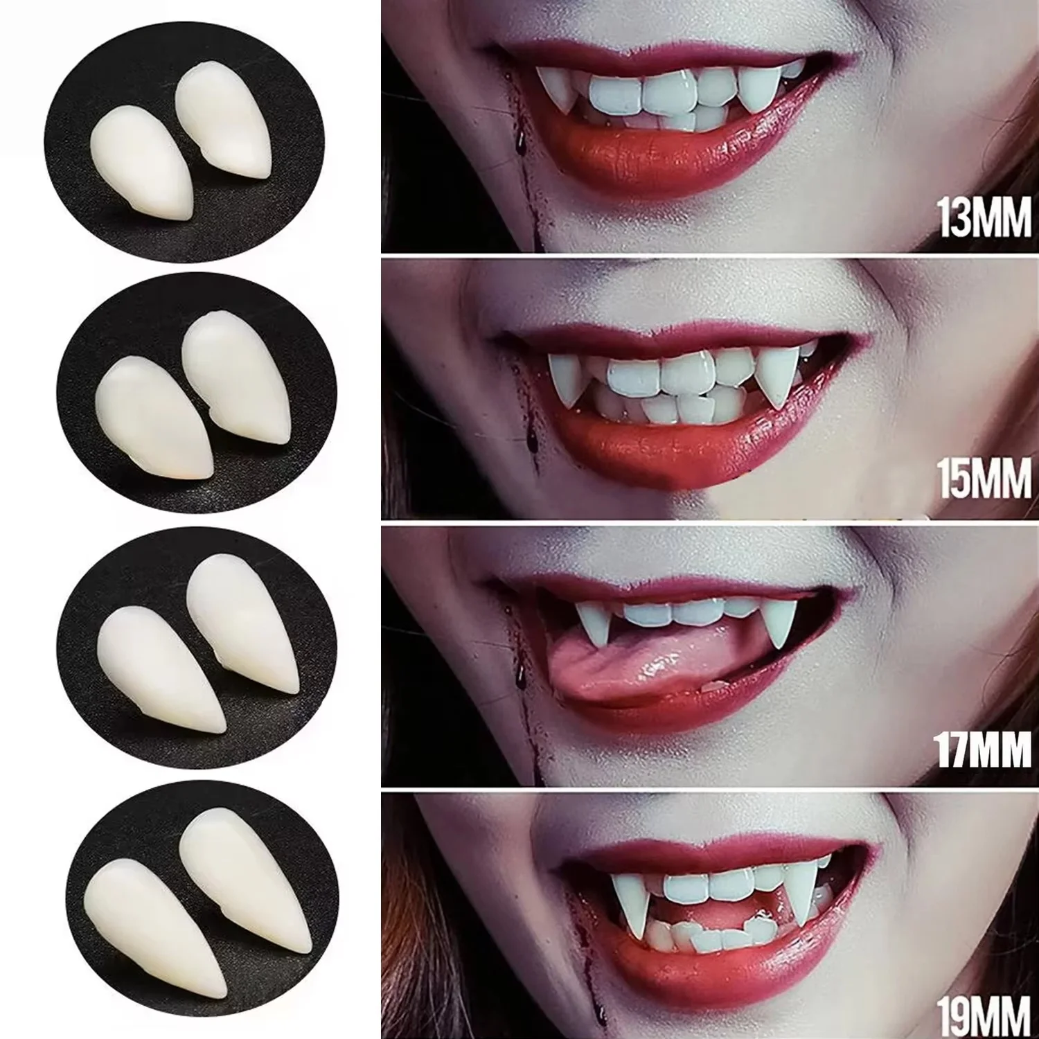1 Pair Vampire Fangs Cosplay Dentures Halloween Fake Teeth Props Party Ghost Devil Costume DIY Prop False Tooth Accessories