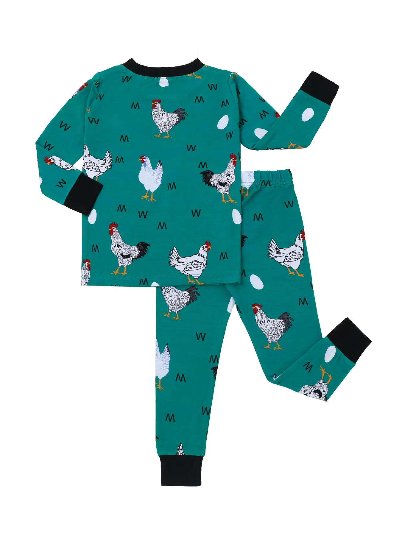 Baby two-piece romper set with soft and breathable bamboo fiber fabric, printed with rooster pattern, new and casual style.