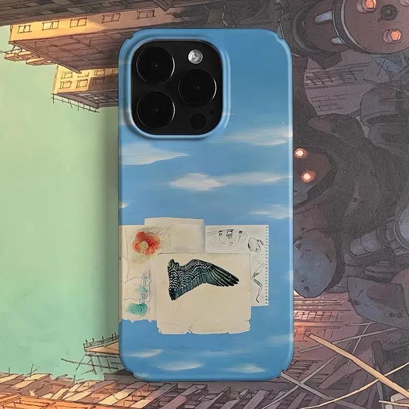 

Ins Blue Cloud Handwritten Art Case for IPHONE 17 16 ProMax 15 14 Plus 13 12 MINI 11 PRO 16Plus XR XS MAX Acrylic Phone Cover