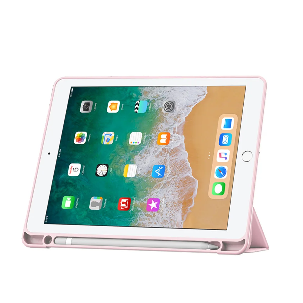 9.7인치 iPad Air 1/iPad Air 2/iPad 2017-2018 태블릿 커버용 케이스, 모든 항목을 포함하는 보호 기능, 펜 슬롯 포함, TPU 소프트 쉘