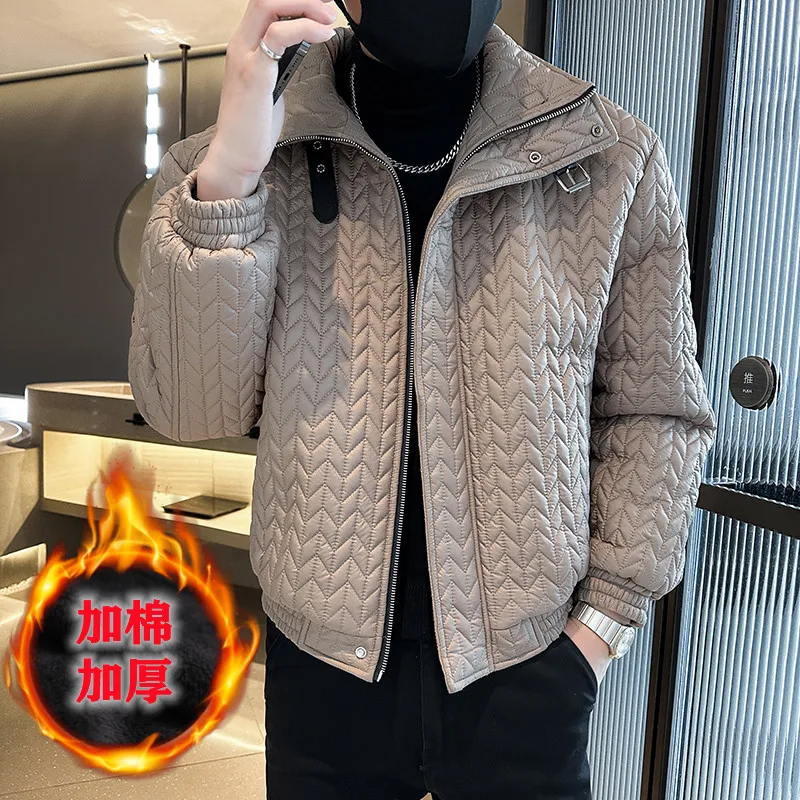 2023 Winter Men's Cotton Jacket Thickened Warm Puffer Parkas Loose Casual Social Coat Stand Collar Street Wear Hip Hop Overcoat