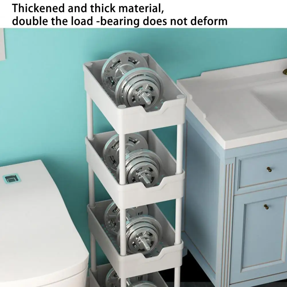 Bathroom Organizer with Wheels Kitchen Storage Cart Versatile 4-tier Rolling Storage Shelf Space-saving Cart with for Kitchen