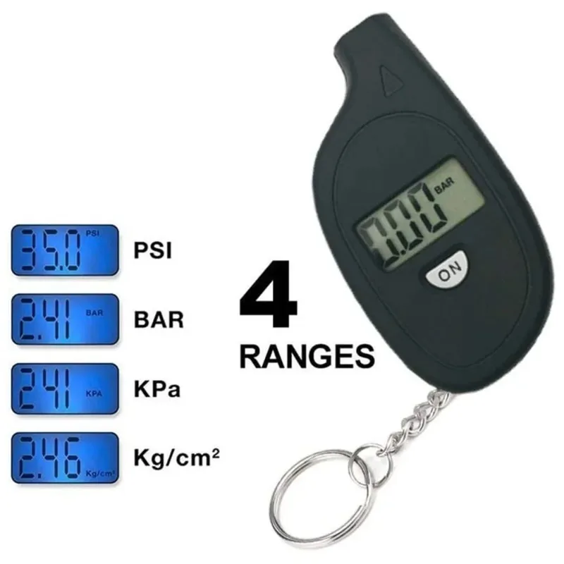 Car Tire Pressure Gauge Mini Portable Keychain Tyre Wheel Air Tester Digital LCD 5-100 PSI Motorcycle Tire Safety Alarm