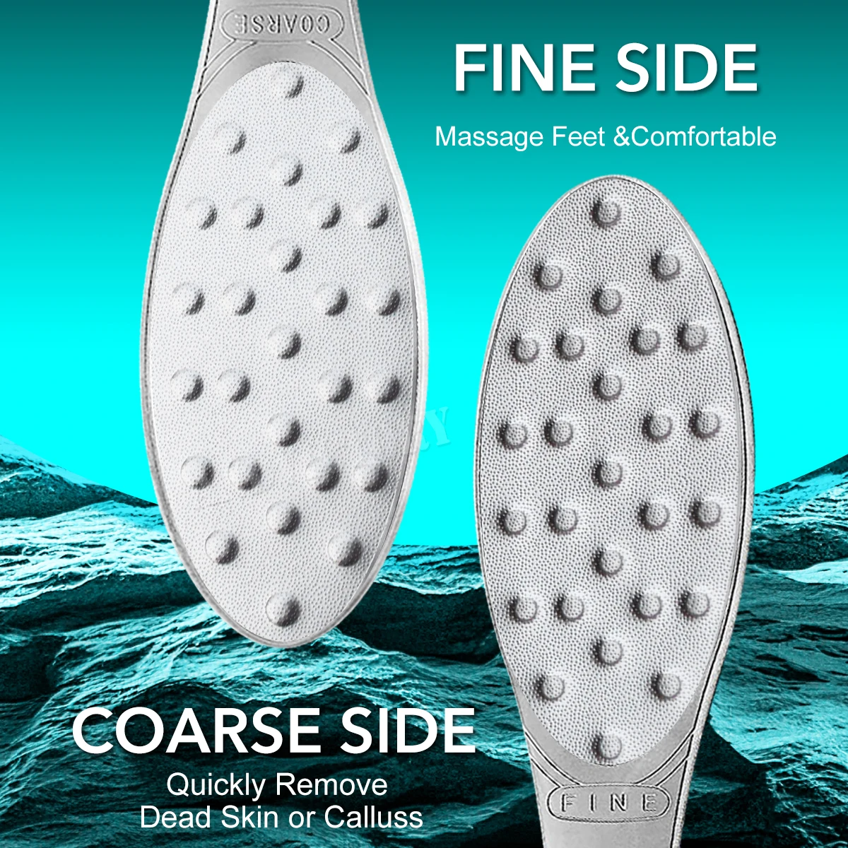 الفولاذ المقاوم للصدأ القدم مكشطة معدنية ملف القدم مزدوجة الوجهين مزيل الكالس المهنية للبشرة الرطبة أو الجافة أداة باديكير كعب