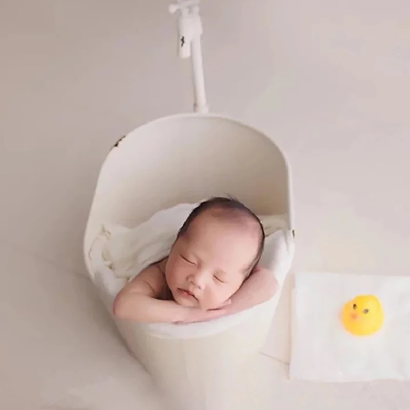 Newborn Photography Creative Iron Bucket Props Baby Girl Bathtub Posing Container Bucket Infant Studio Shooting Accessories