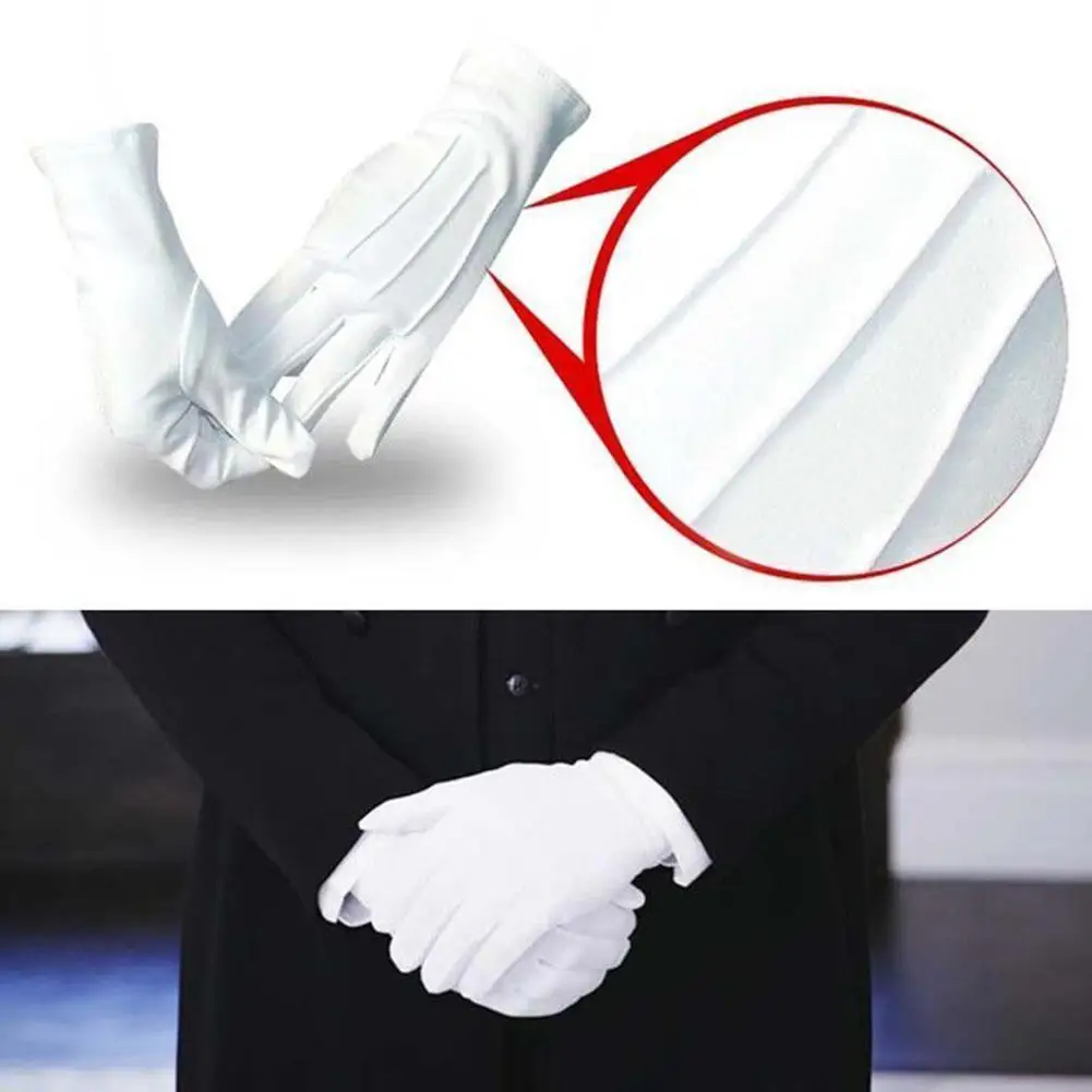 1 Pair White Gloves Thin Section Driving Security Plus Long Button Work Protective Etiquette Wenwan Quality Inspection Gloves