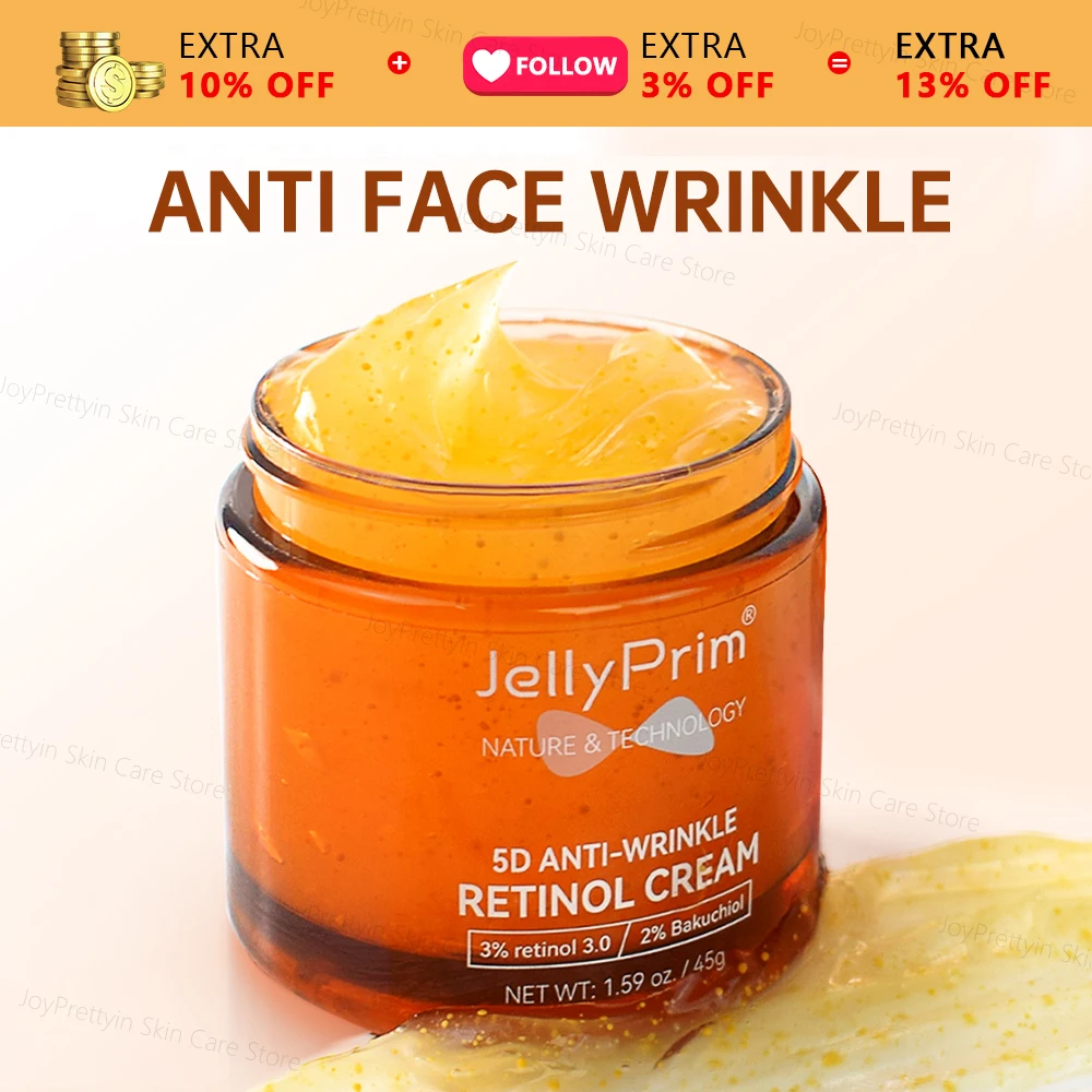 Wrinkle Retinol Face Cream Vitamin E Fine Lines Removal Hyaluronic Acid Moisturizing Lifting Aging Facial Cream Skin Care Beauty