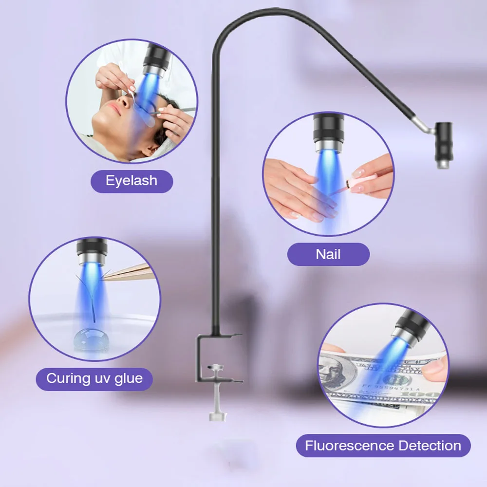 

UV Glue Curing Lamp 5V USB 6W wig grafting Eyelash Extension Lamp UV Nail Manicure Lamp Adjustable Wattage Focus adjustment