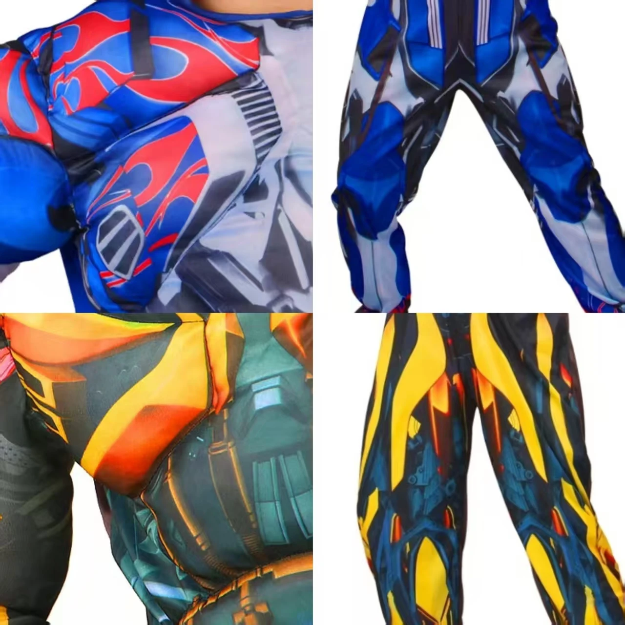 بدلة قفز ضيقة للعضلات من Transformers على طراز البالغين لعام 2025 مع عباءة وقناع عين اللباد مكون من 3 قطع للحفلات التنكرية