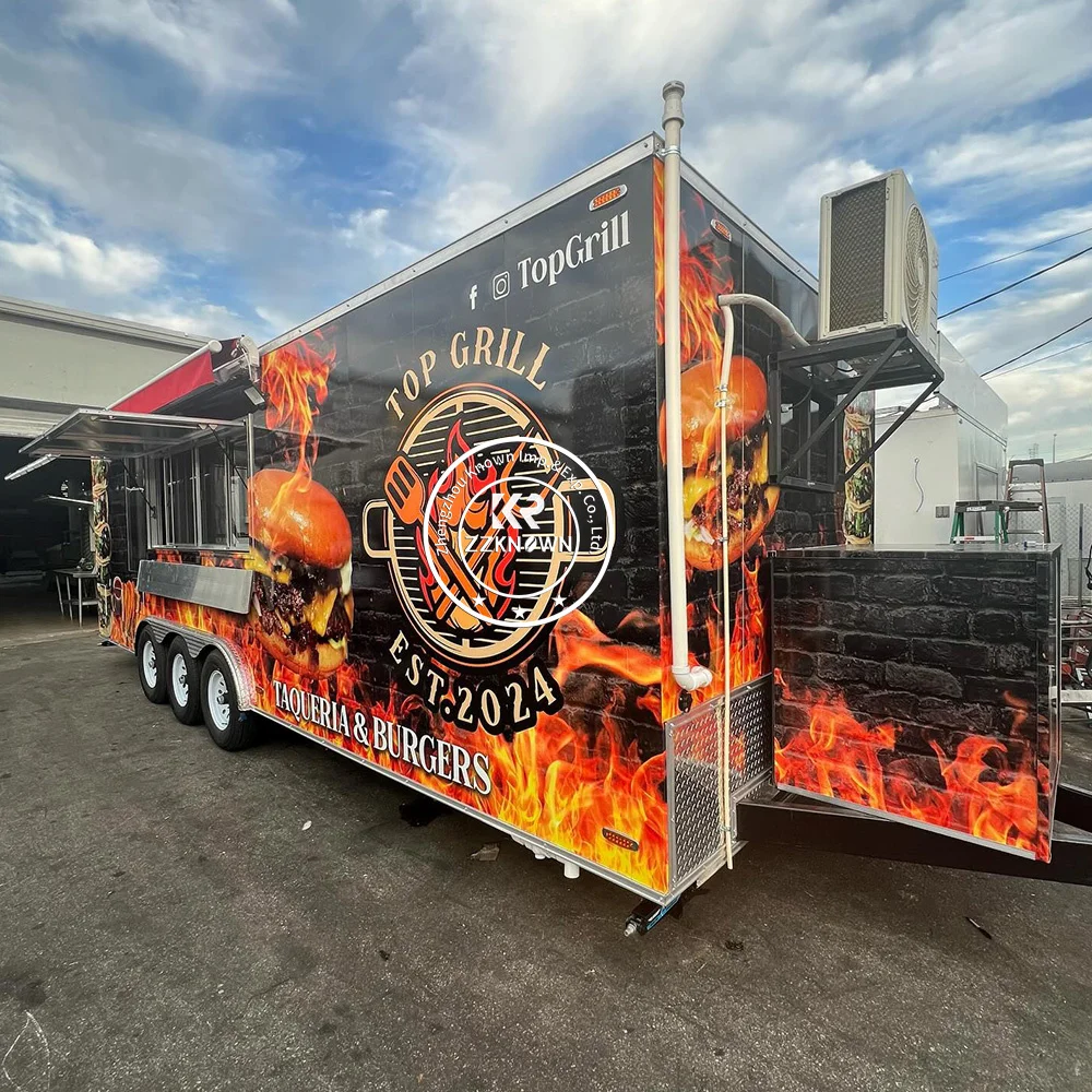 Coffee Food Truck Pequenos Customized BBQ Concession Trailers Hotdog Burger Catering Food Trailer With Full Kitchen Equipments