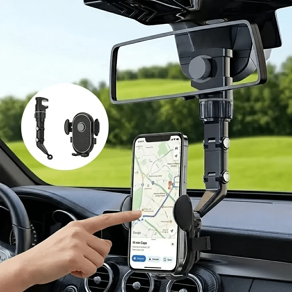 2-in-1-Autotelefonhalter, 360° drehbarer und verstellbarer Freisprechständer, höhenstabilisierter Autotelefonhalter mit sicherem Halt, robustes Kunststoffmaterial, stabile Autohalterung für GPS-Navigation, langlebiger – Detail 2