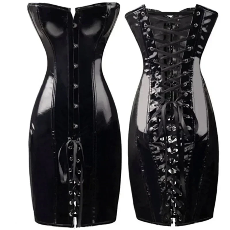 

Виниловое платье из ПВХ с эффектом влажного вида в готическом стиле