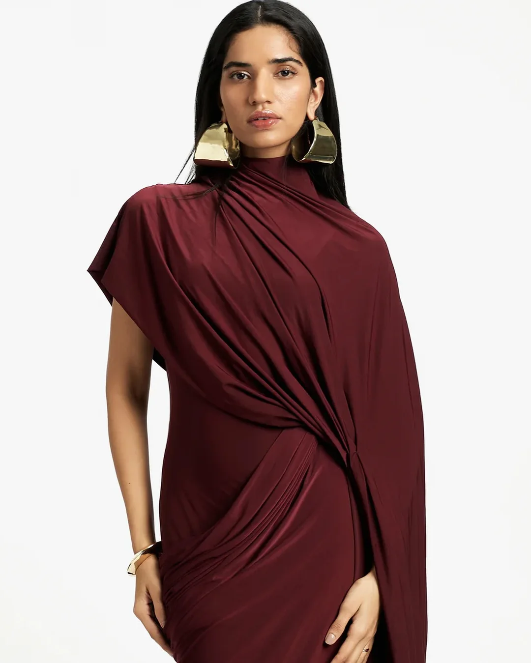 Customized Formal Jersey One Shoulder Long Sleeves Evening Dresses High Quality High Neckline Prom Dress Custom Size P image 2