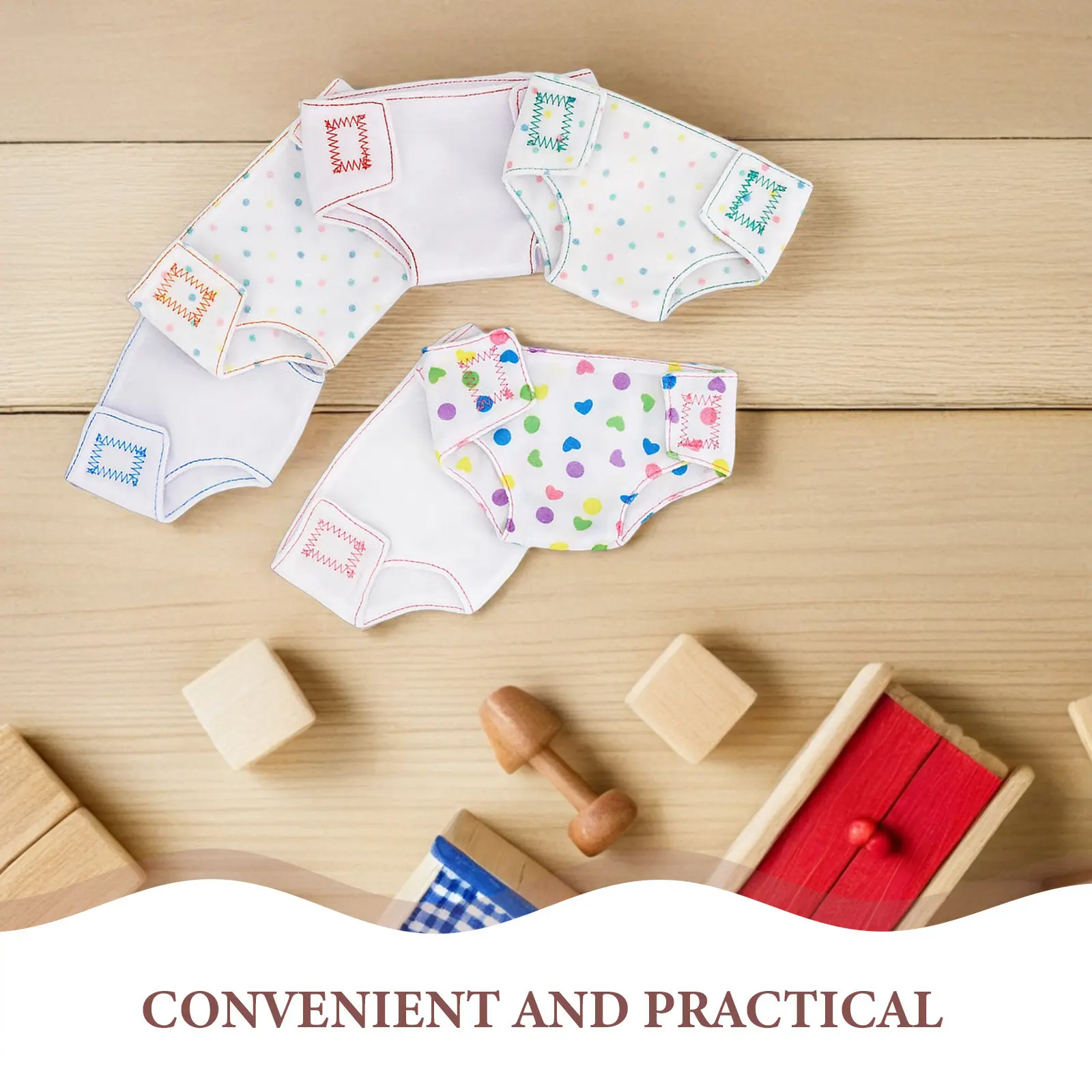 6Pcs Baby Accessories Cloth Diaper Fits 18 Inch Baby Nappies Adjustable Tape Reusable Washable Soft Underwear for Children Play