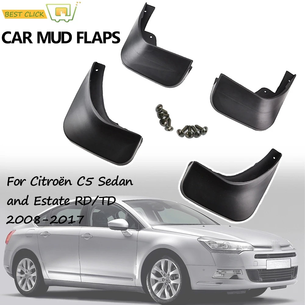 Set geformte Auto-Schmutzfänger vorne und hinten, Spritzschutz für Citroen C5 2008–2017, Schmutzfänger, Kotflügel, Kotflügel