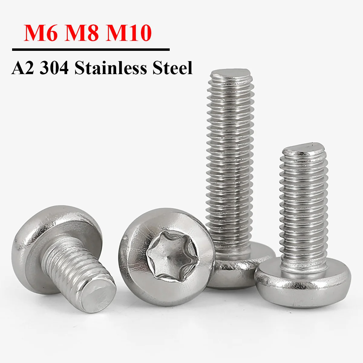 2/5/10/20pcs M6 M8 M10 GB2672 Torx Button Head Screw 304 Stainless Steel Six Lobe Torx Pan Round Head Bolts Length 8mm-100mm