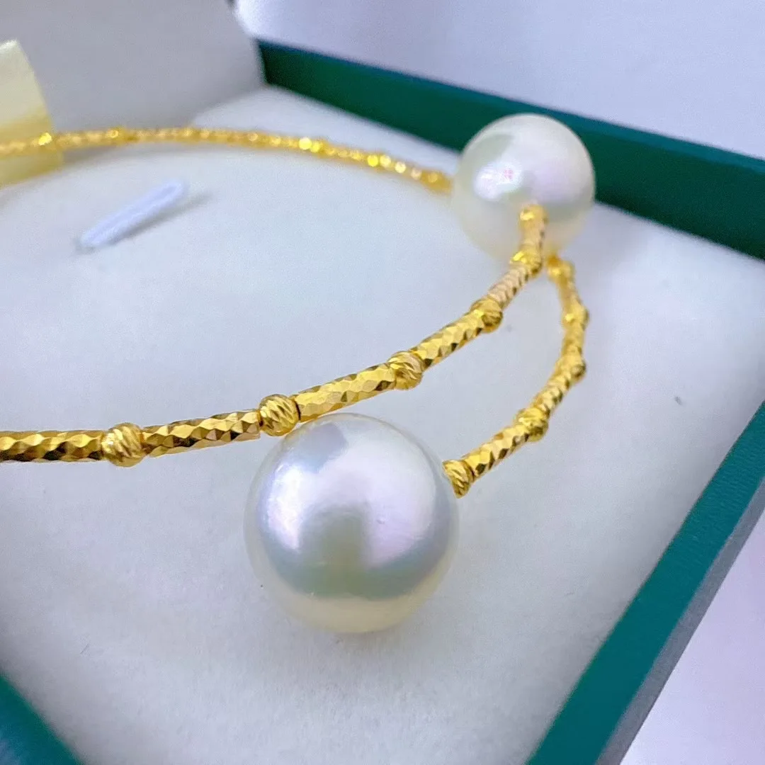 

Браслет из натурального жемчуга AAAA9-10 мм, модный ретро-браслет Nanhai с круглым жемчугом-925s