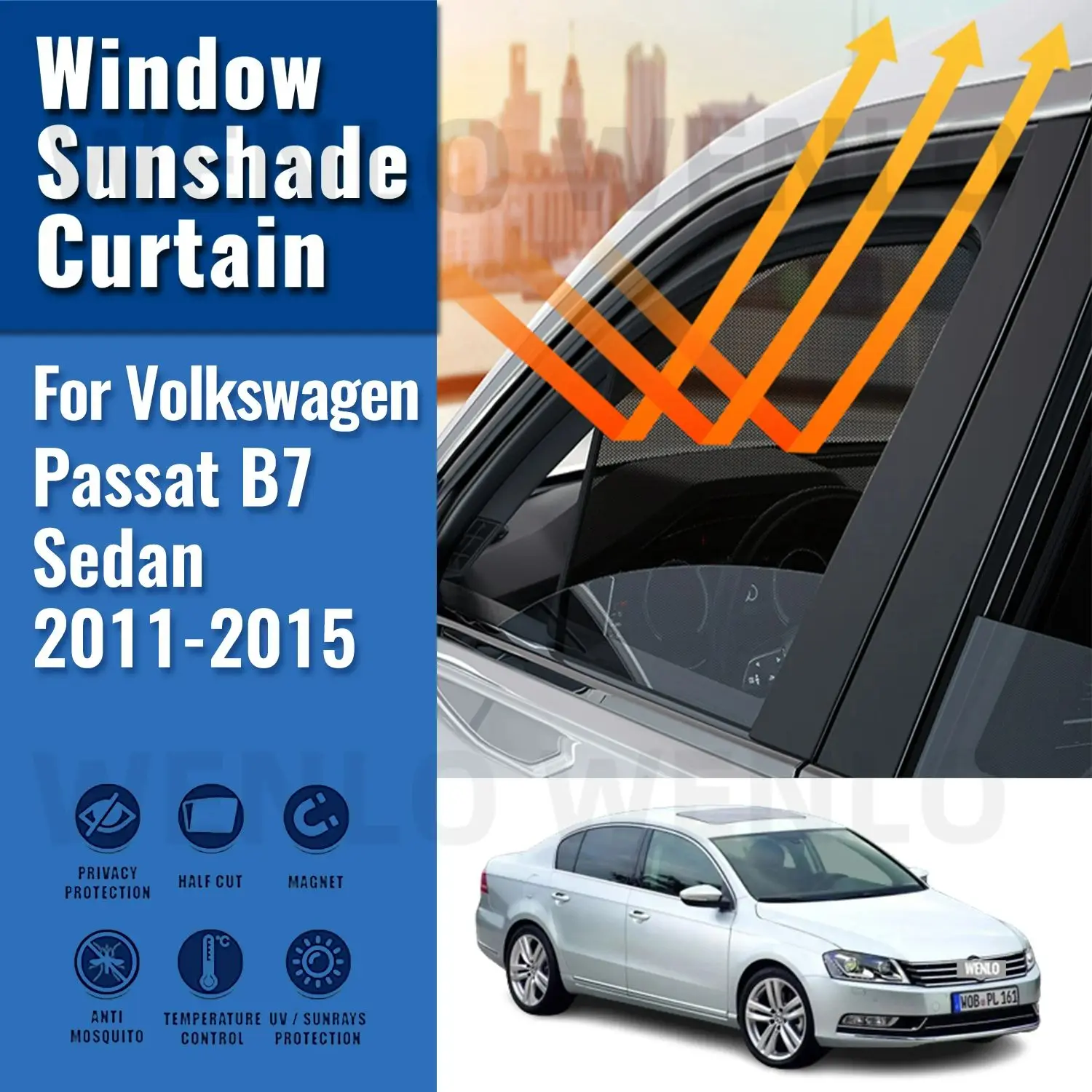 

For Volkswagen VW PASSAT B7 2011 2012 2013 2014 2015 Car Window Sunshade Magnetic Curtain Sun Shade Visor Net Mesh Protect Kids