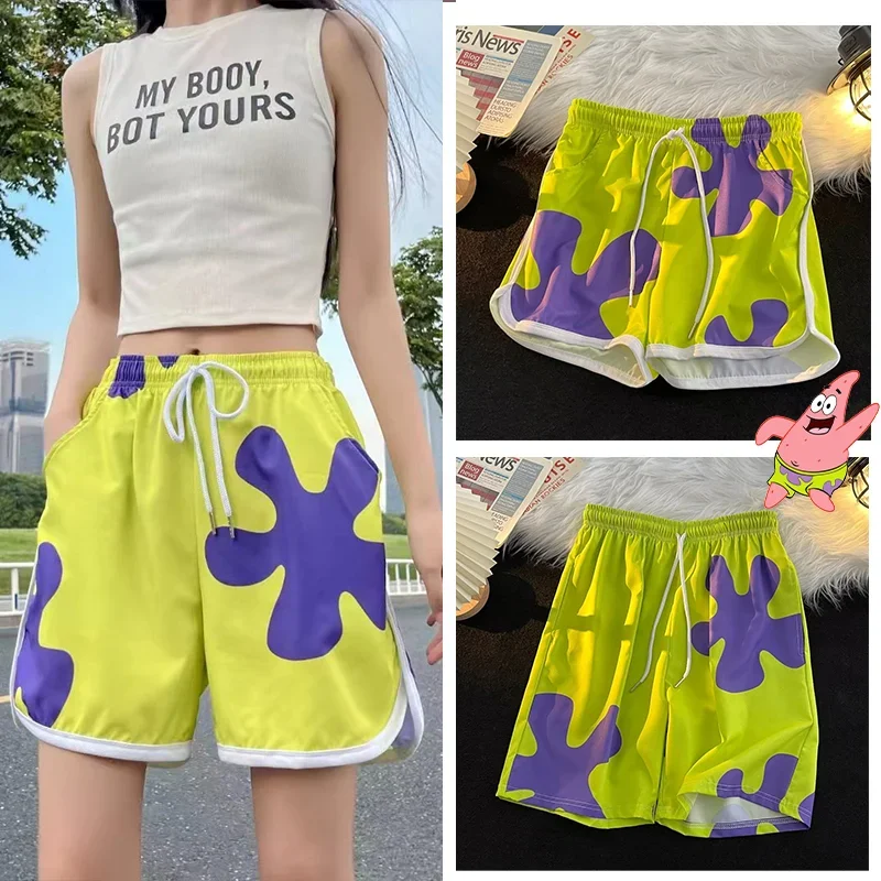 Patrick Star Sports Shorts SpongeBob Plus Size Men Women Anime Couples Loose Summer Thin Beach Pants Casual Funny Shorts Gift