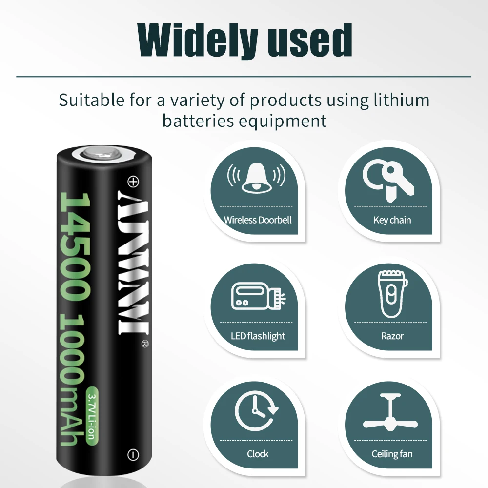 14500 AA 3,7 В 1000 мАч 14500 литиевая аккумуляторная батарея для дистанционного управления мышь часы фонарик бритва замена батарей AA
