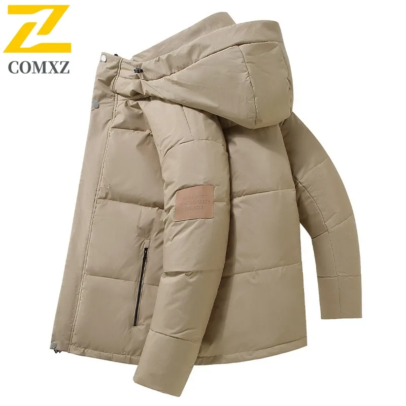 COMXZ 2025 Style National Standard 60% White Duck Down Unisex Trendy Winter Hooded Down Jacket Wear-Resistant Machine-Washable​