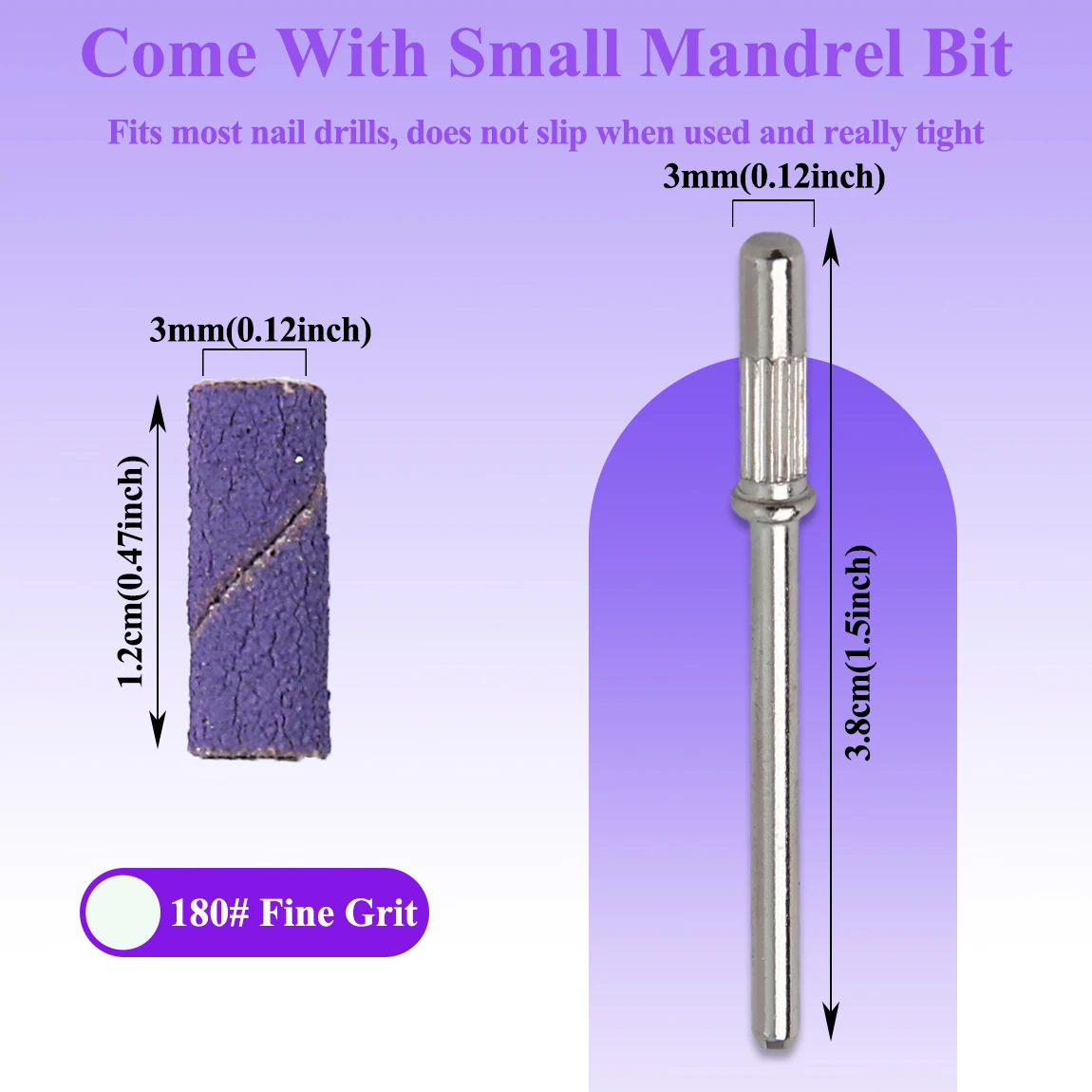 60 ชิ้น/กล่อง 3 มม.ขนาดเล็ก Mini เล็บ Sanding Bands ชุด 1 ชิ้นเพลาโลหะสําหรับอะคริลิคและเจลกําจัด 80 # 120 # 180 # 240 #