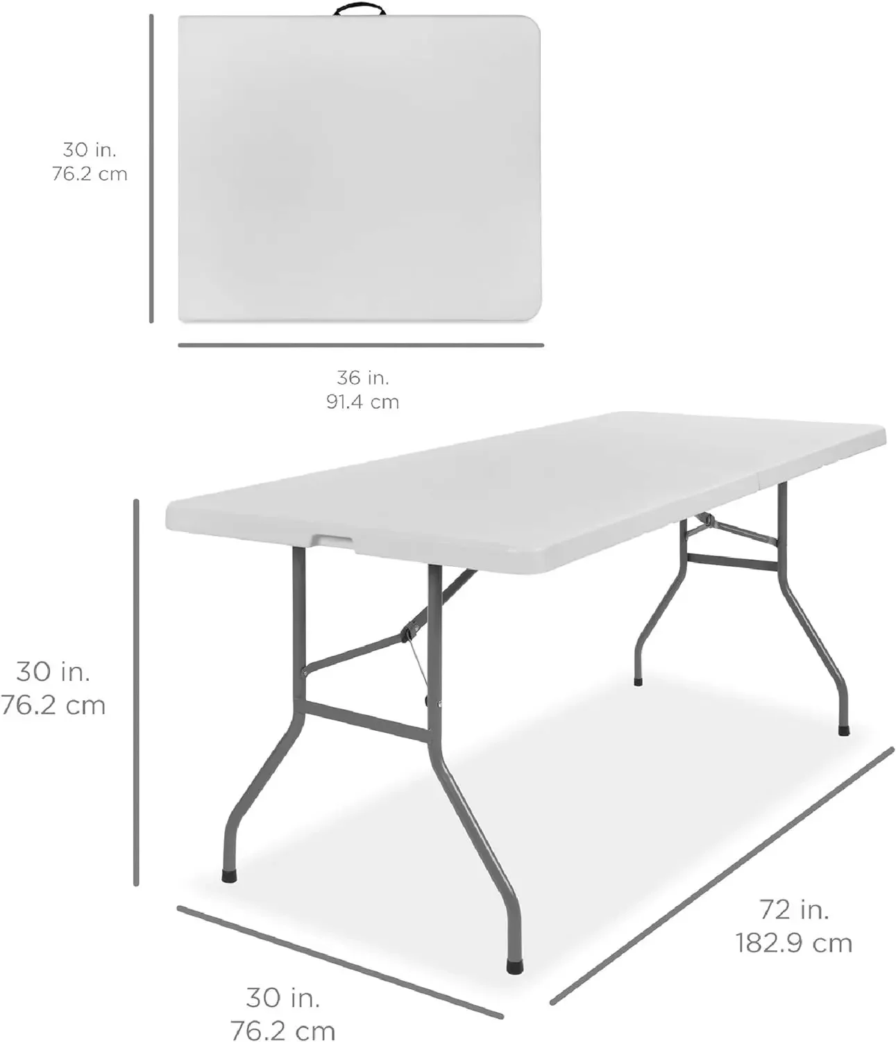 6ft Plastic Folding Table, Indoor Outdoor Heavy Duty Portable w/Handle, Lock for Picnic, Party, Camping