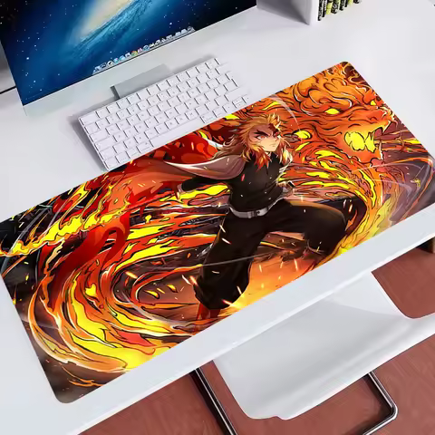Gaming Computer Mousepad Demon Slayer Rengoku Kyoujurou XXL New Playmat Natural Rubber Office Carpet Computer Mice Pad For LOL