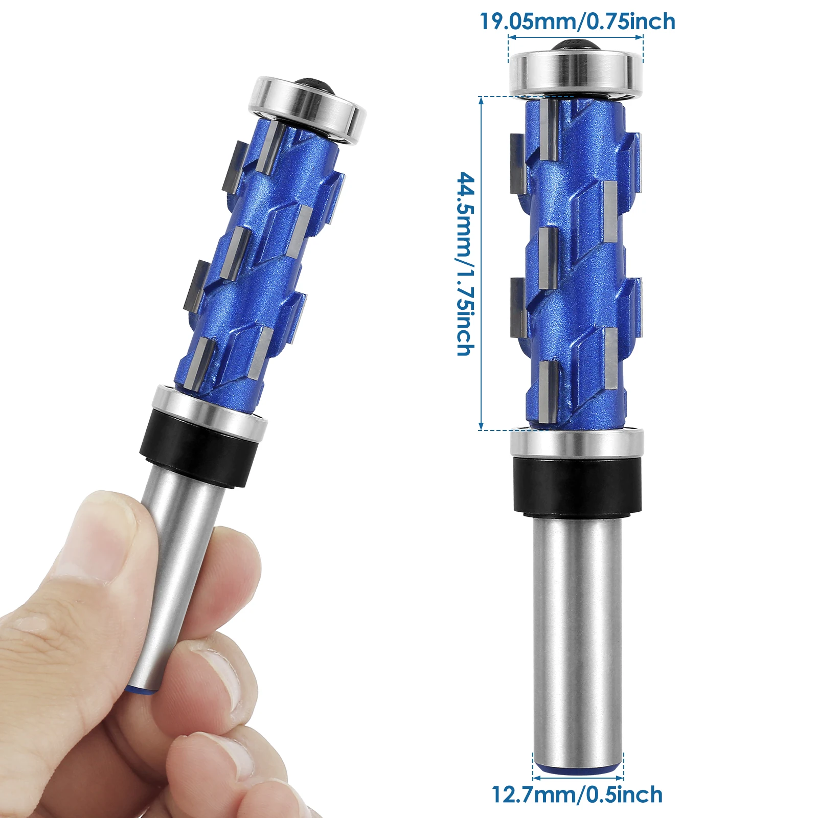 1/2inch Shank Milling Cutter,Flush Trim Router Bit High Speed Steel Double Bearing Spiral Trimming Tool Woodworking CNC Router