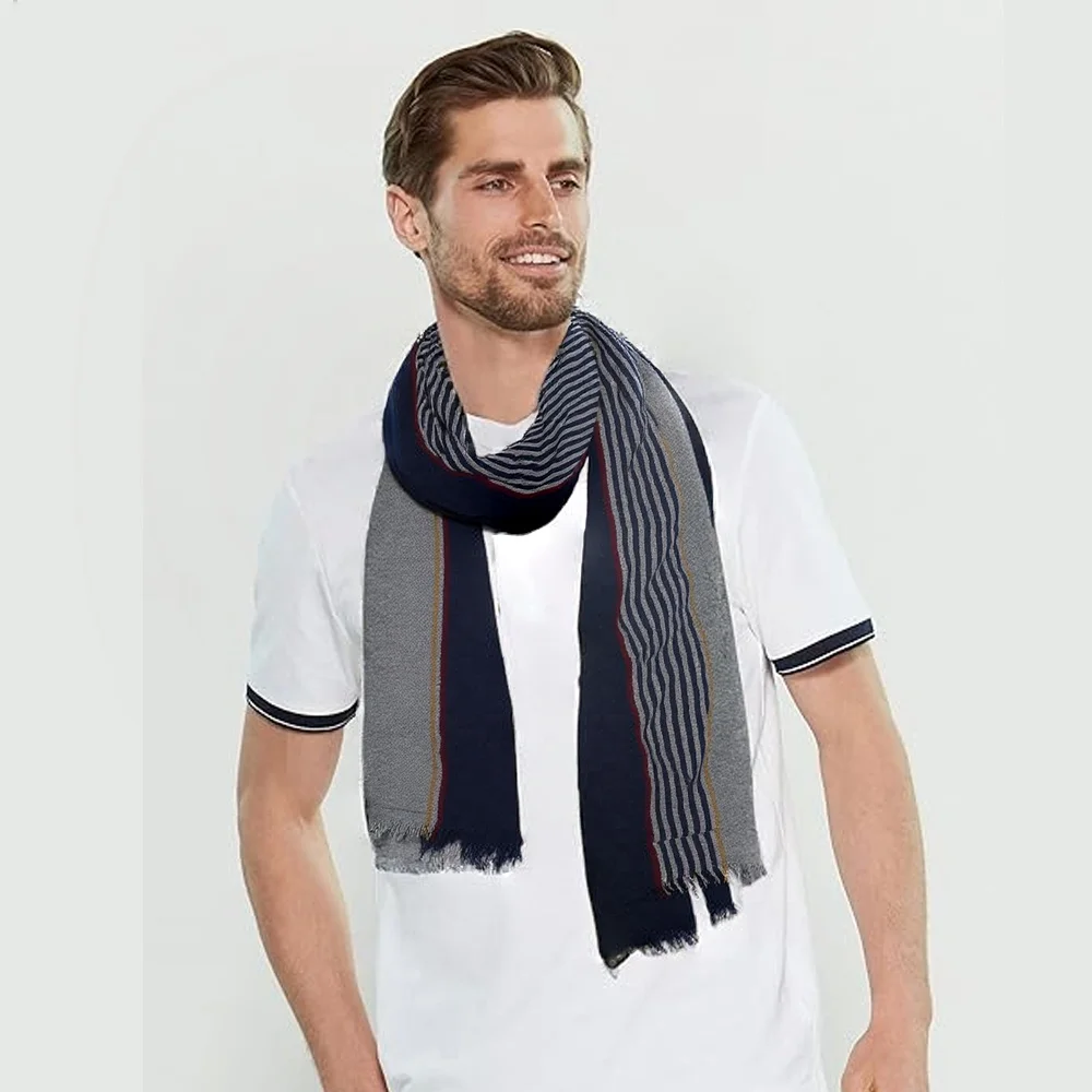 Designer Patchwork Gestreiften Schal für Männer Baumwolle Leinen Winter männer Schals Warme Halstuch Männliche Zubehör Bufandas Schals – Detail 13