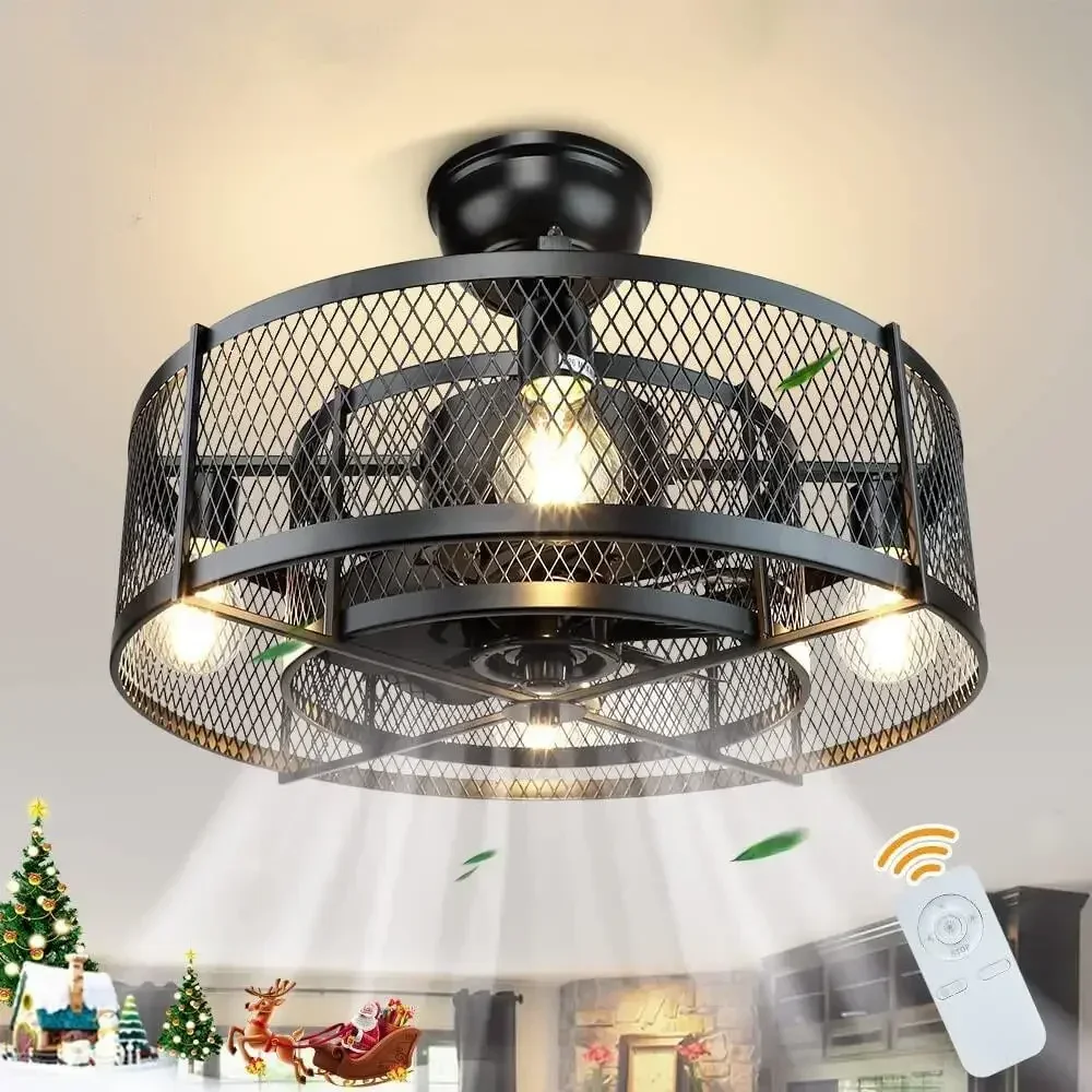 American Style 110V 220V Ceiling Fan Lamps Bedroom Living Room Ceiling Lighting 3 Colors Ceiling Led Lights Vintage Ventilateur