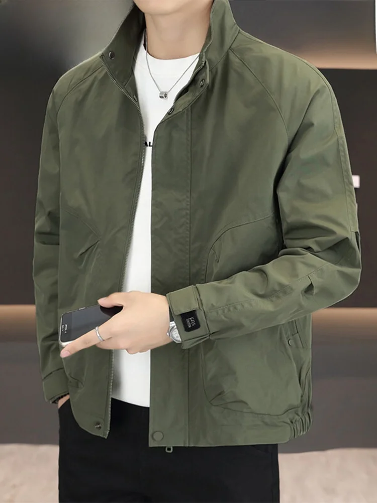 

Pierre Cardin Men's Casual Stand Collar Jaet Spring Autumn New Sle Versatile Workwear Top Zipper Decoration Windproof