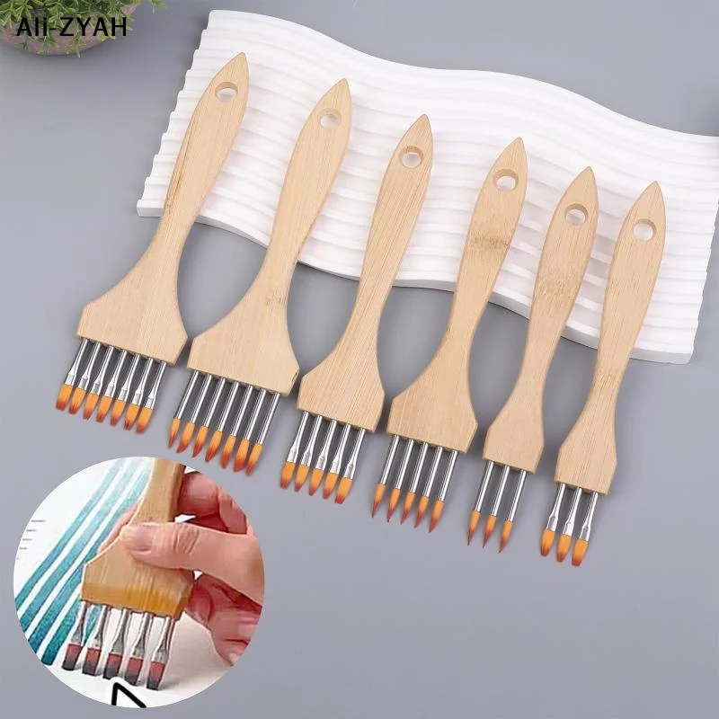 【HY6】【AY1】1/3/6Pcs Multi-toothed Brush Comb Watercolor Acrylic Brushes Set Nylon Blend Wool Art Supplies