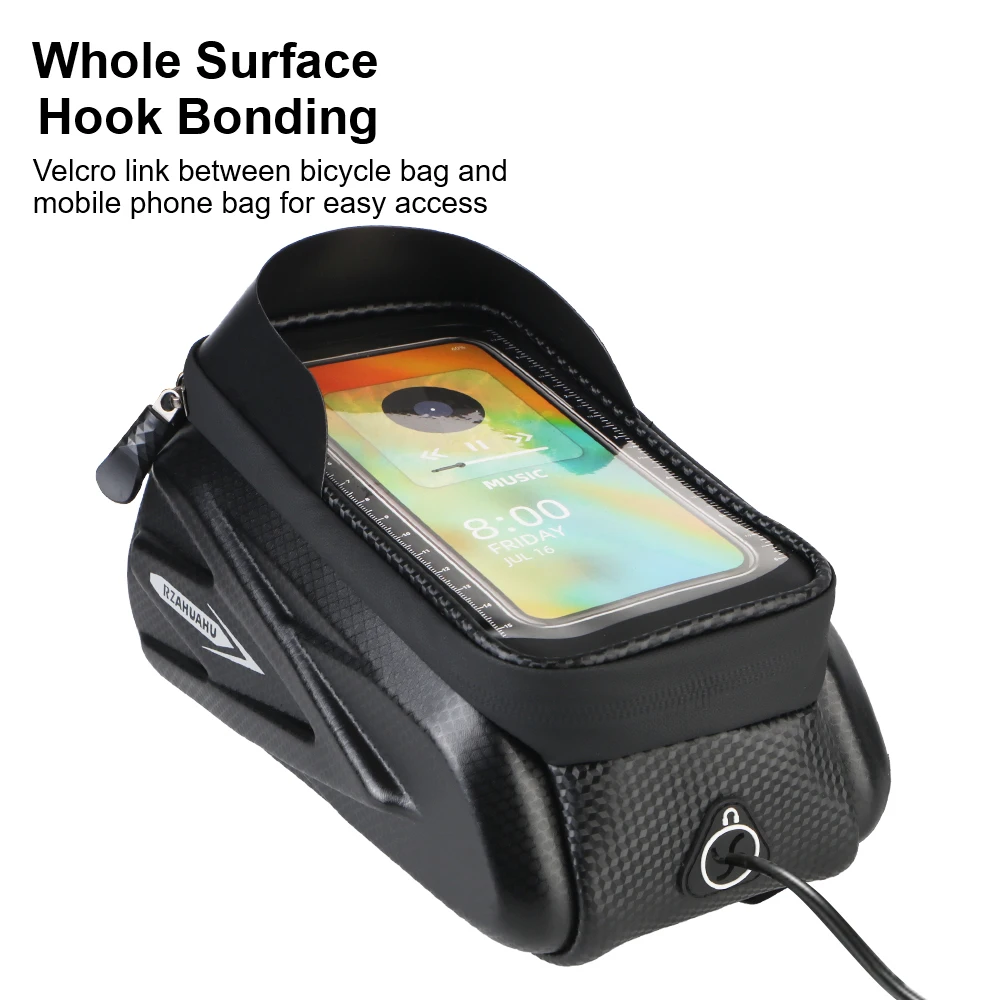 Waterproof Large Capacity Cycling Top Tube Front Frame Bag Universal Bicycle Hard Shell Phone Bag Bike Accessories 7.28 inch