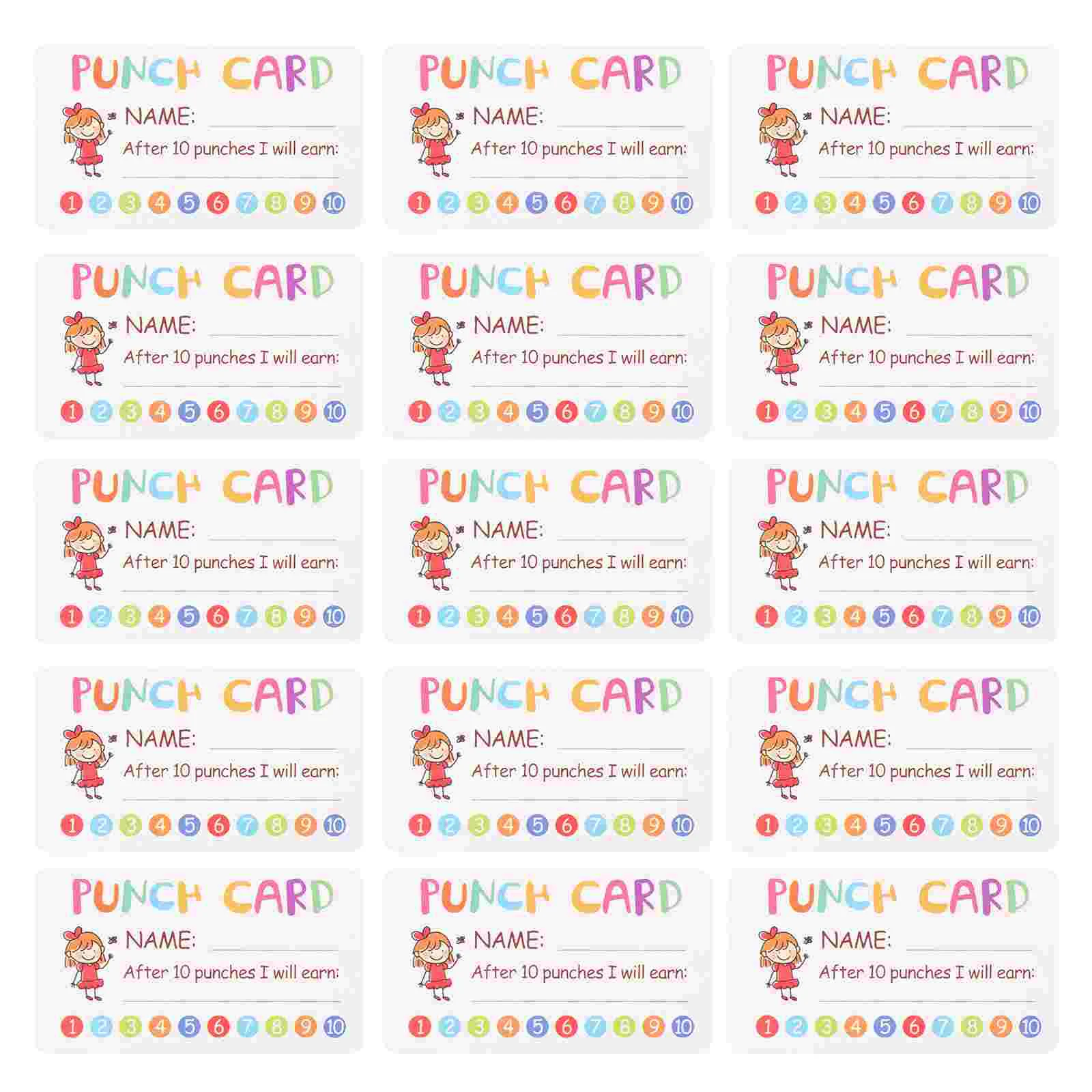 50 Pcs Name Card Children Punch Cards Business Preschool Must Haves Loyalty Membership