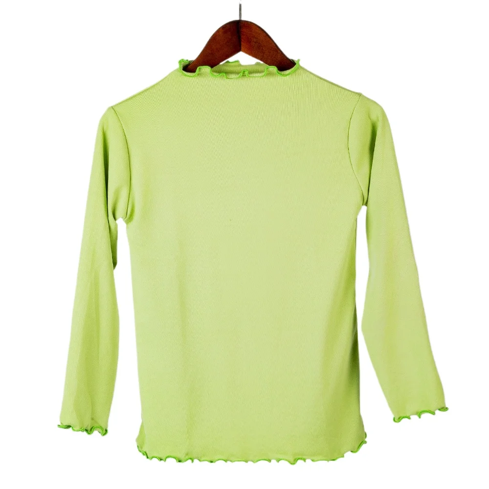 Kinder Kleidung Neue Mädchen Basis Shirt Für Herbst und Winter Kind Baby Trendy Schwarz Pilz Rand Einfarbig Lange Ärmeln T-shirt – Detail 9