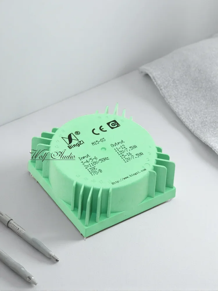 BingZi M15-03 15VA Ring Printed Circuit Board Welded Sealed Power Transformer Dual 12V 15W Toroidal Transformer For Amplifier