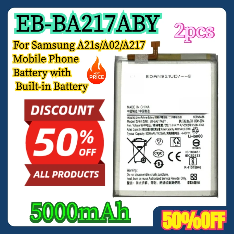 

For Samsung A21s/A02/A217 Mobile Phone Battery EB-BA217ABY with Built-in 5000mAh Battery