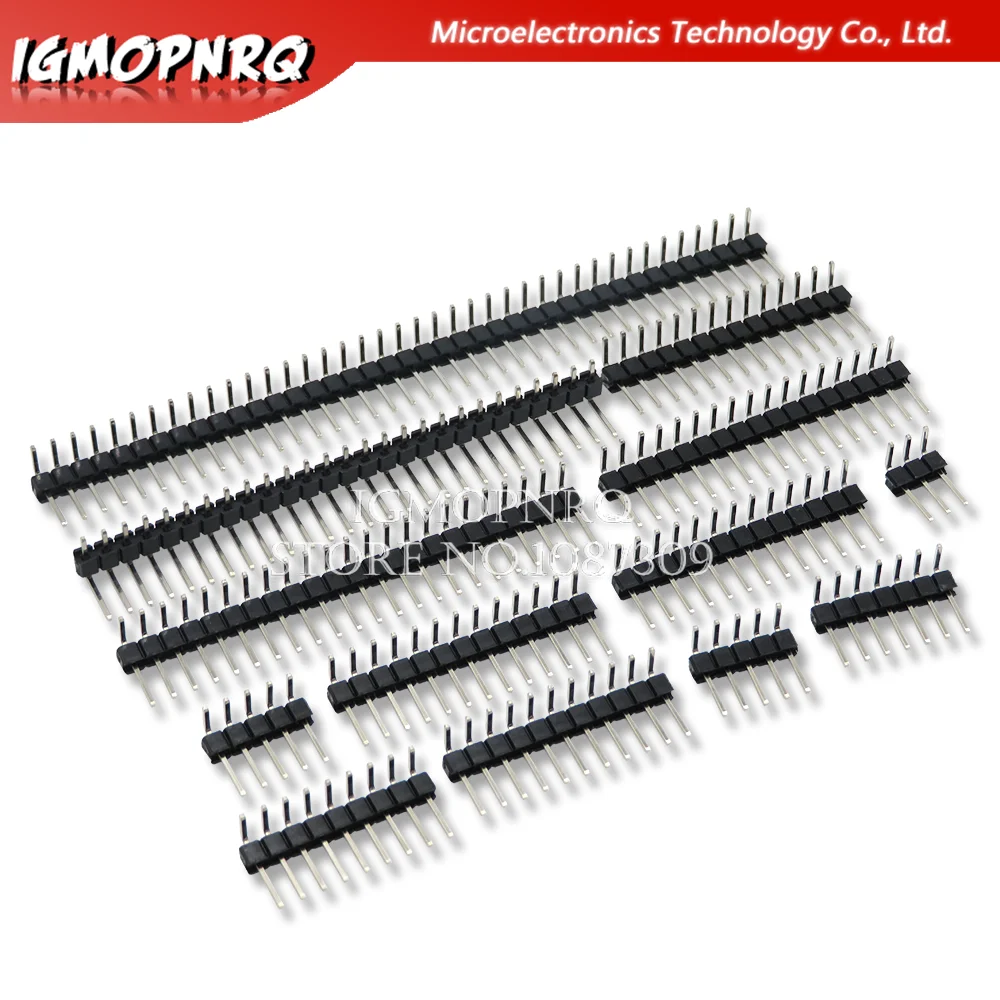 10PCS 1X/2/3/4/5/6/8/10/40 PIN Single Row Right Angle MALE PIN HEADER 2.54MM PITCH Strip Connector Socket 3p/4p/6p/8p/20p/40p