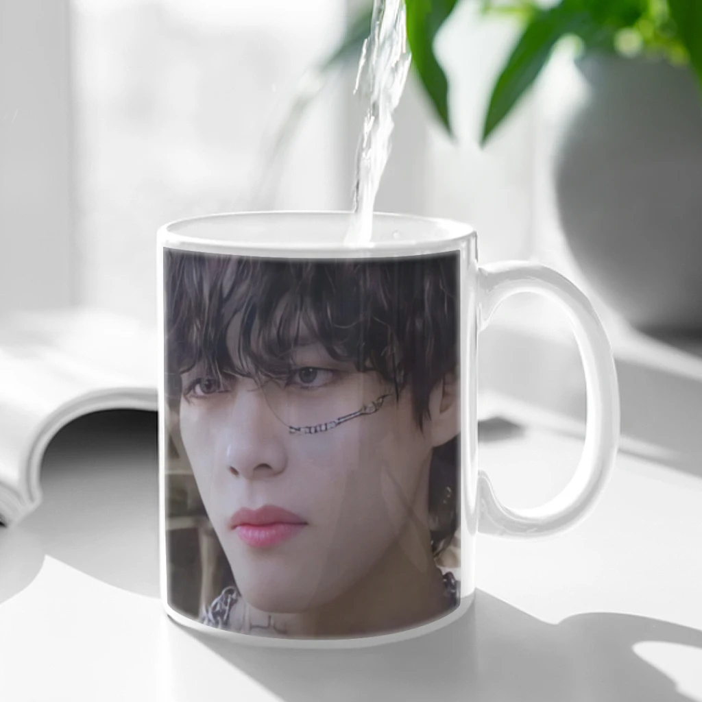 

Kpop-Ceramic Mug Cute Coffee Tea Milk Stave Mugs And Cups with Handle Novelty Gifts