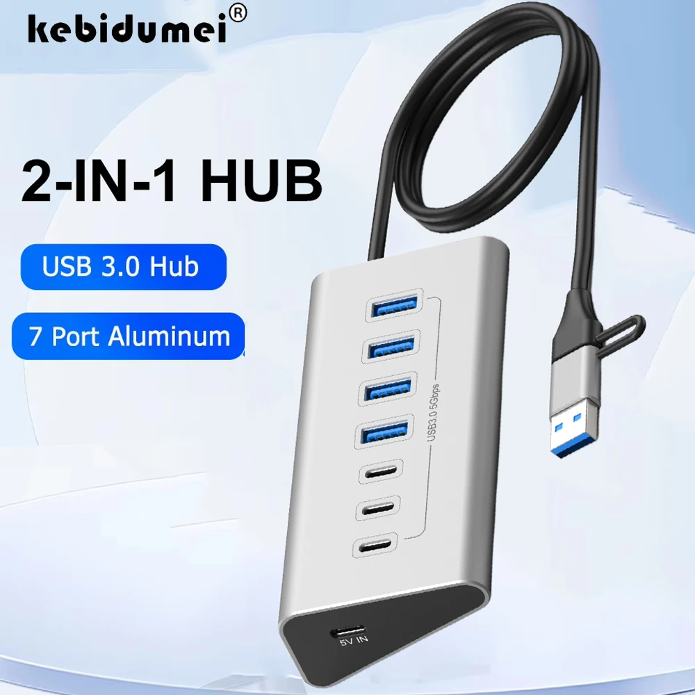 7 портов USB A USB C Hub 3.0 Док-станция 5 Гбит/с Тип C Разветвитель Удлинитель Мультирозетка Алюминиевый адаптер ПК Аксессуары для ноутбуков 7 портов USB A USB C Hub 3.0 Док-станция 5 Гбит/с Тип C Разветвитель Удлинитель Мультирозетка Алюминиевый адаптер ПК Аксессуары для ноутбуков