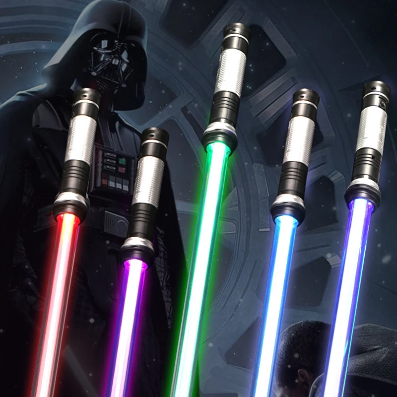 2 pçs rgb sabre de luz piscando brinquedos a laser darth vaders espada cosplay arco brinquedo dupla luz sabre espada brinquedos com som laser presentes