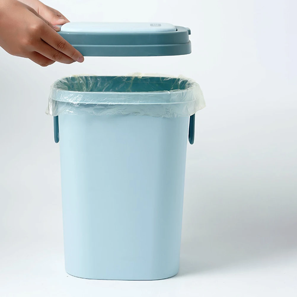 

Small Press Trash Can Office Car Bin with Lid Bathroom Pp Lidded Garbage Container
