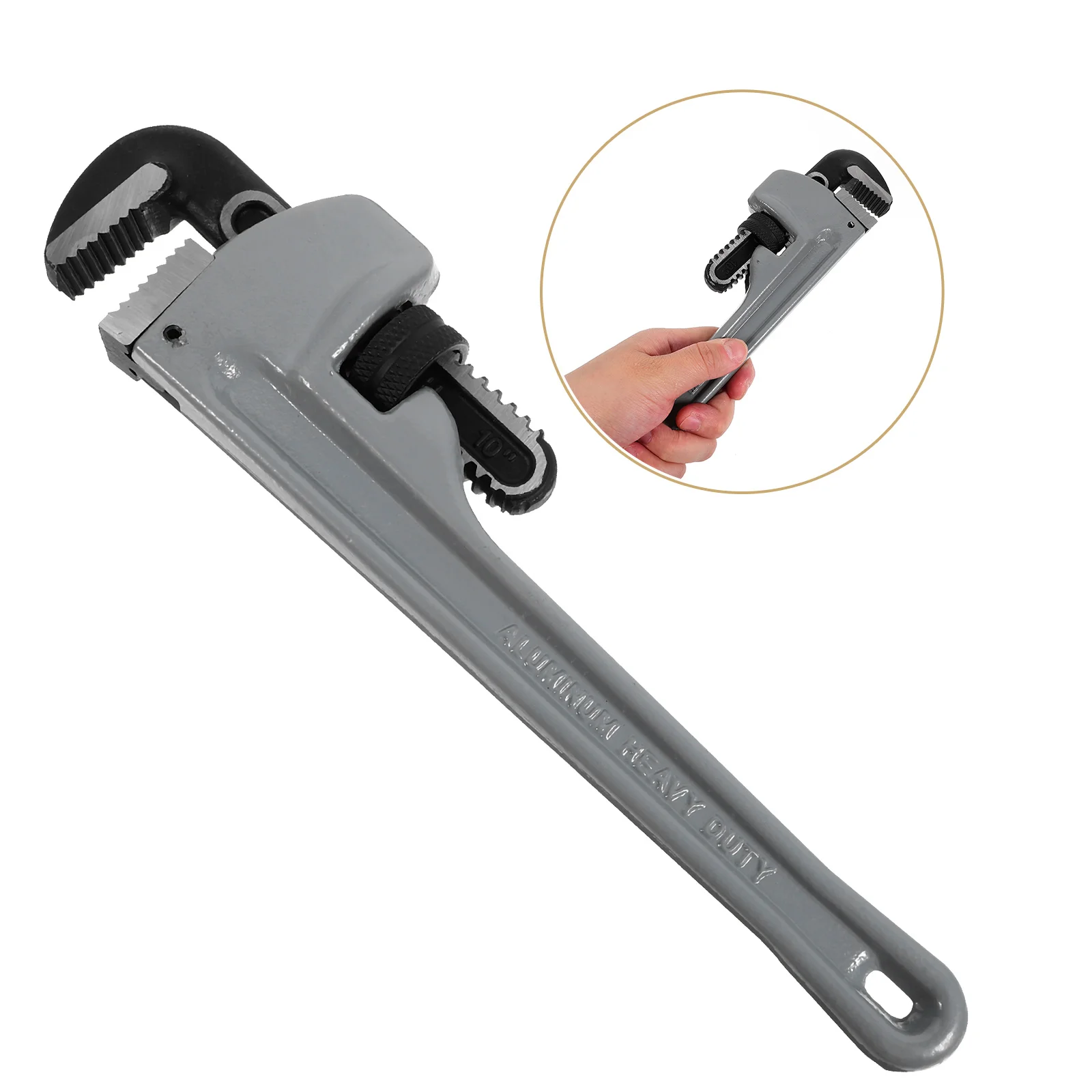 

10 Inch Heavy-Duty Straight Pipe Adjustable Spanner High-Strength Aluminum Alloy Chrome Vanadium Steel Durable Plumbing Tool For