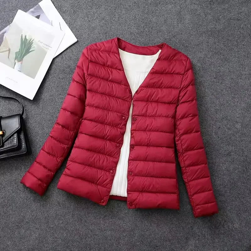 Plus Size weibliche leichte Ente Daunen matt Stoff leichter Mantel warme Frauen Wind jacke Parka Damen Daunen jacken – Detail 10
